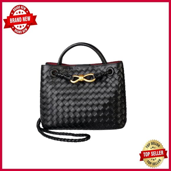Handbags - Handwoven Leather Tote Bag with Adjustable Strap for Work Travel